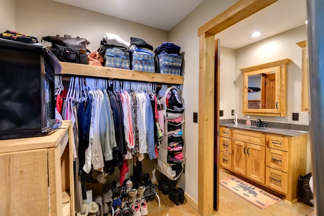 spacious closet with sink