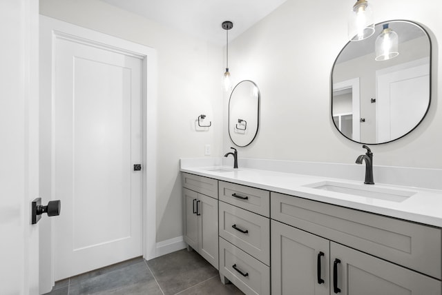 bathroom featuring vanity and tile patterned flooring