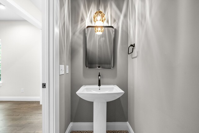 bathroom featuring hardwood / wood-style flooring