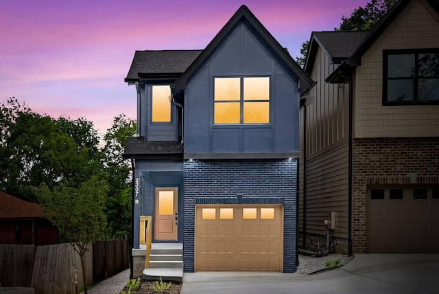 view of front of house featuring a garage