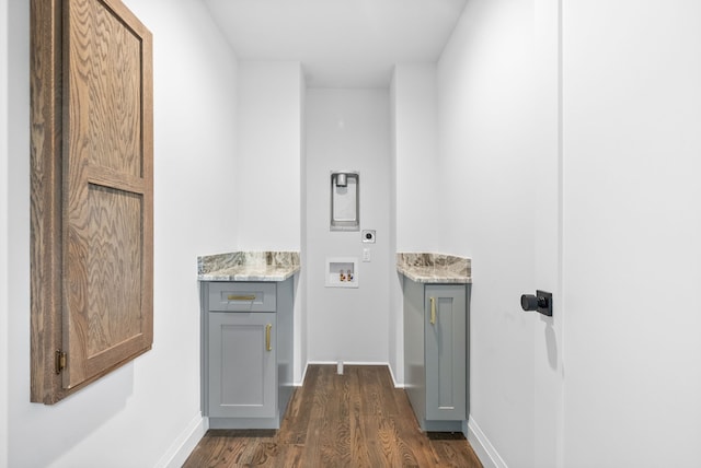 interior space with dark wood-type flooring