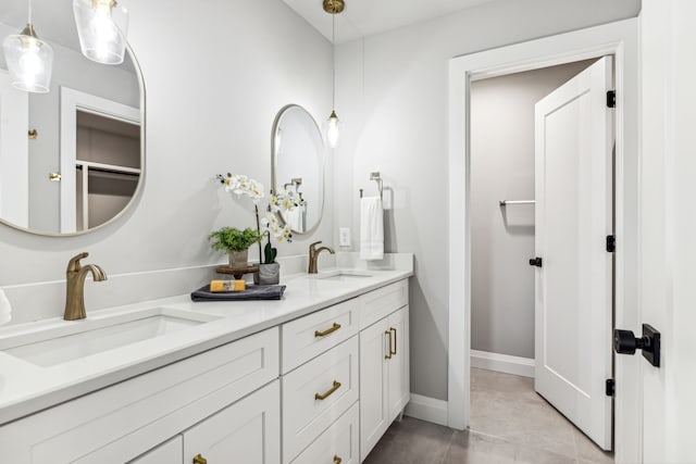 bathroom featuring vanity and tile patterned floors