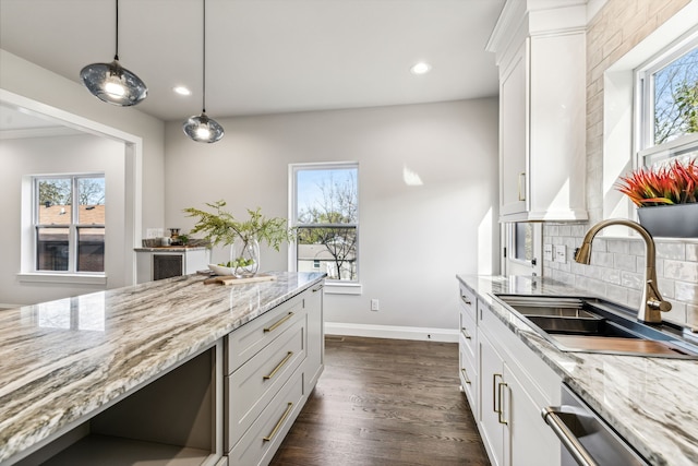 kitchen featuring white cabinetry, sink, and dark hardwood / wood-style flooring