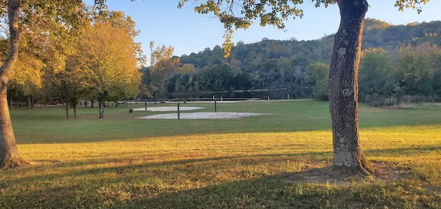 view of property's community with a lawn