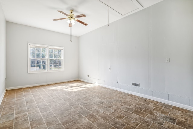 spare room featuring ceiling fan