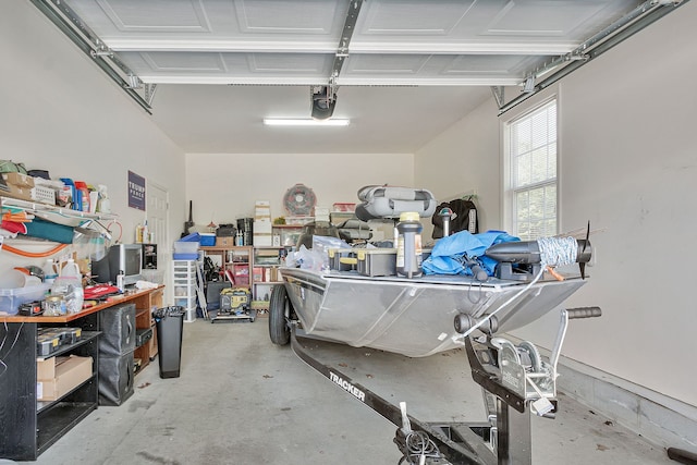 garage with a garage door opener