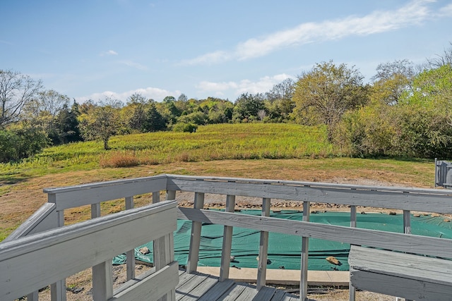 view of pool featuring a deck with water view