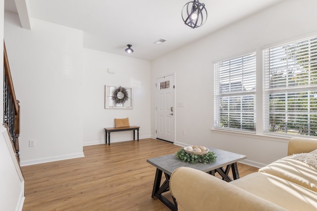 living room featuring light wood-type flooring