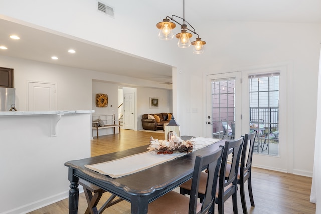 dining area featuring light hardwood / wood-style floors