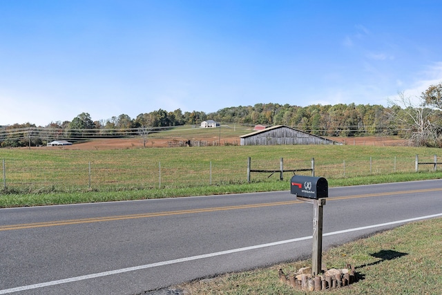 view of road featuring a rural view