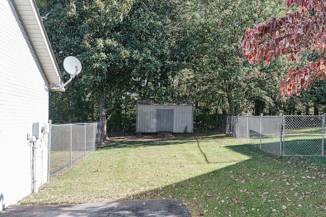 view of yard with a shed