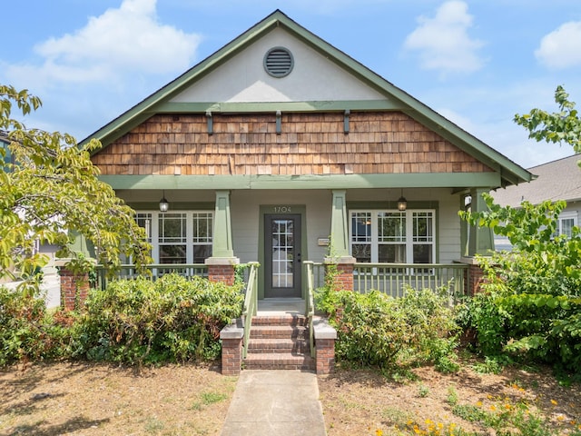 view of front facade featuring covered porch