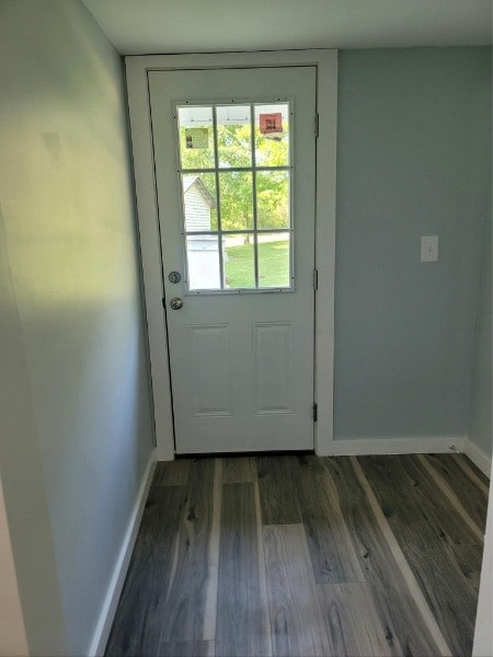 doorway featuring dark hardwood / wood-style flooring