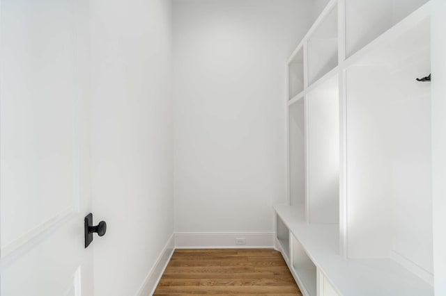 mudroom with hardwood / wood-style flooring