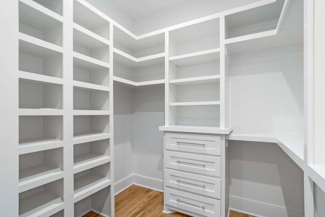 walk in closet featuring wood-type flooring