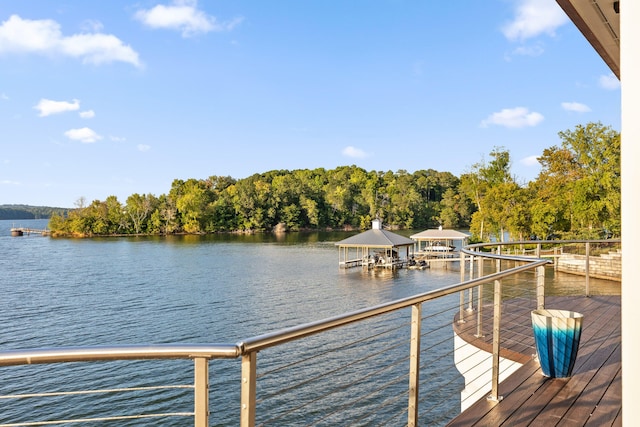 view of dock featuring a water view