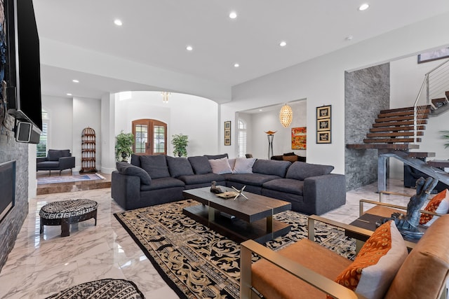 living room featuring a wealth of natural light