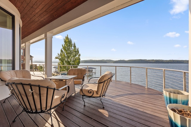 dock area featuring a water view