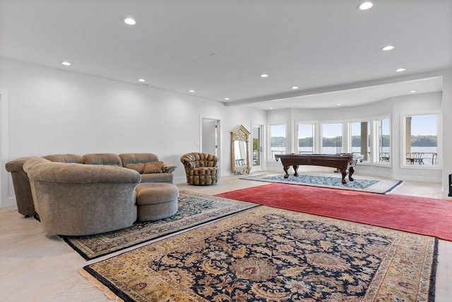 living room featuring billiards