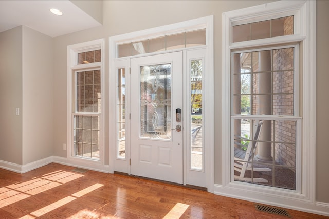 foyer featuring light wood-type flooring