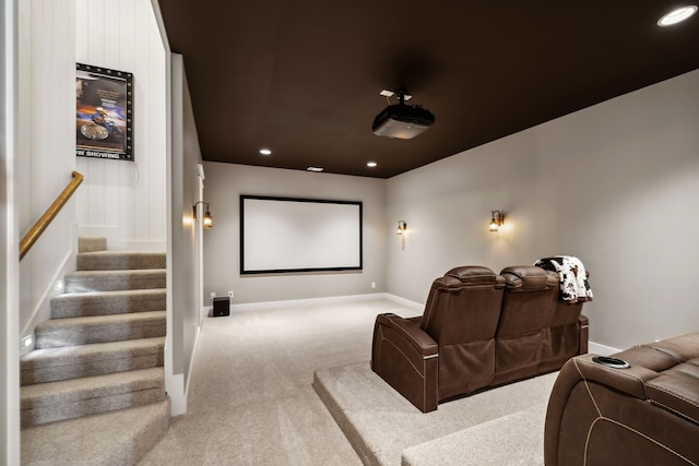 cinema room with carpet flooring