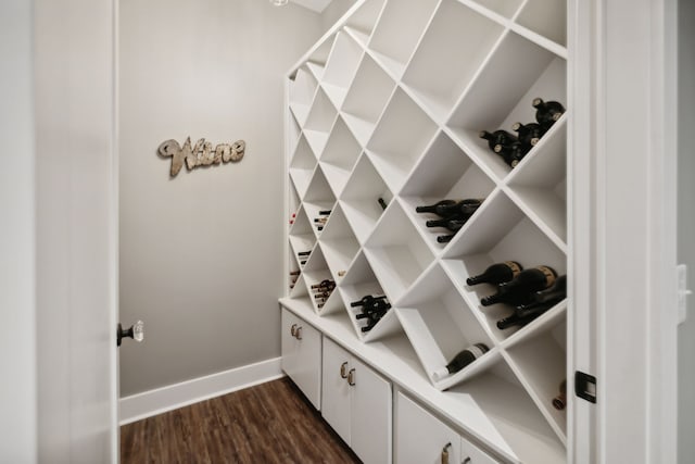 wine area featuring dark hardwood / wood-style flooring