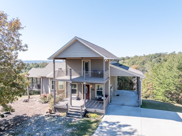 view of property with covered porch