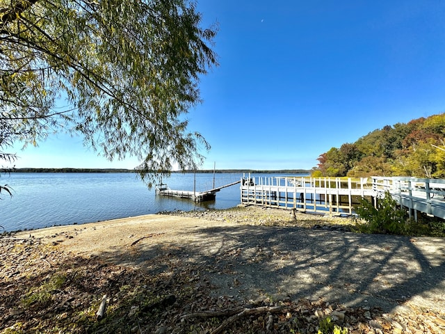 view of dock featuring a water view