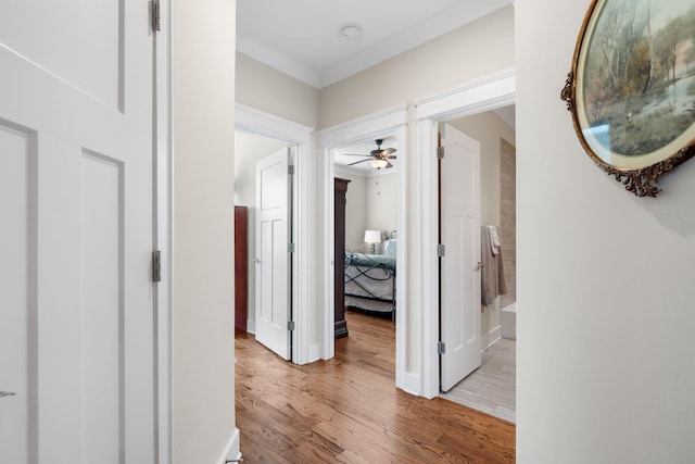 hallway featuring light wood-type flooring