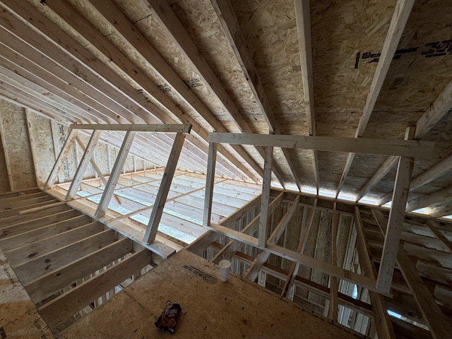 view of unfinished attic