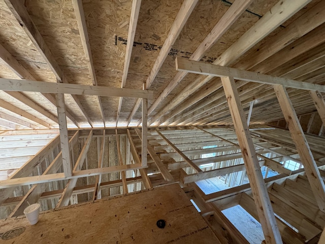 view of unfinished attic