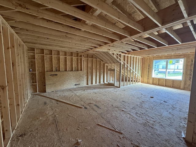 view of unfinished attic