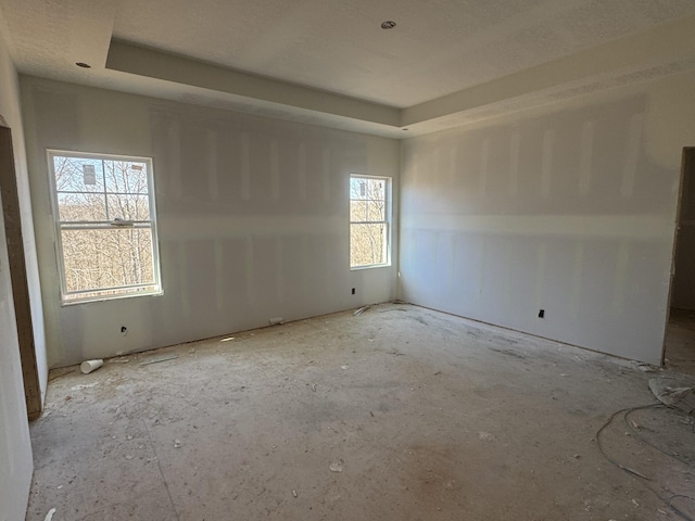 spare room featuring a raised ceiling