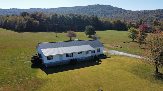 birds eye view of property with a mountain view