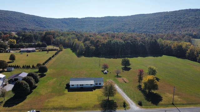 birds eye view of property with a rural view and a mountain view