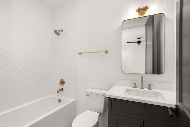 full bathroom featuring toilet, vanity, and shower / bath combination