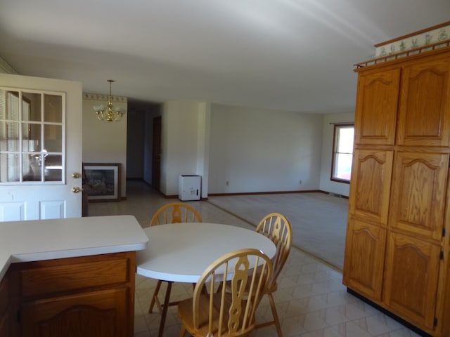 dining room featuring a chandelier