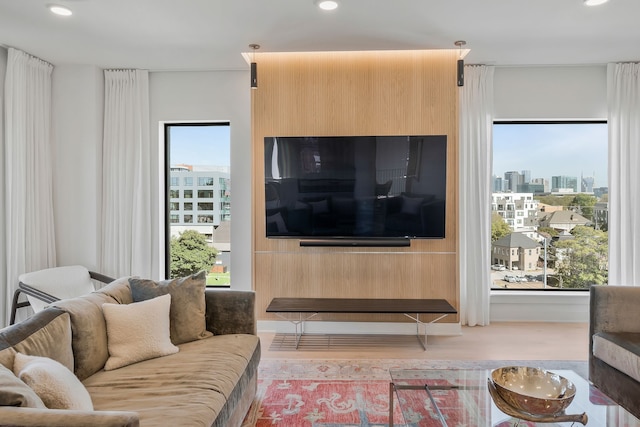 living room featuring light hardwood / wood-style flooring