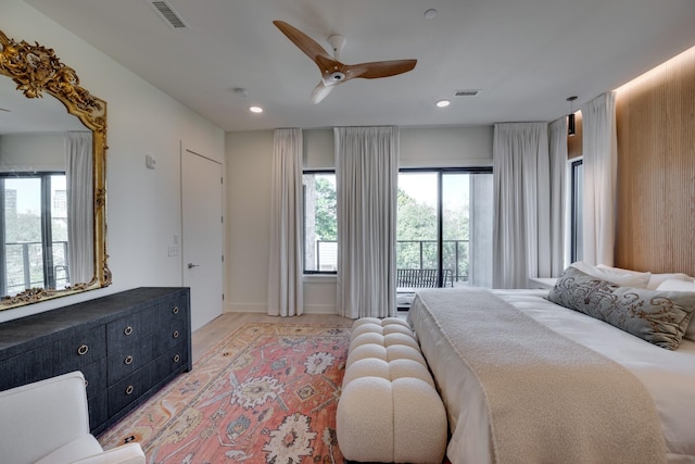 bedroom featuring ceiling fan