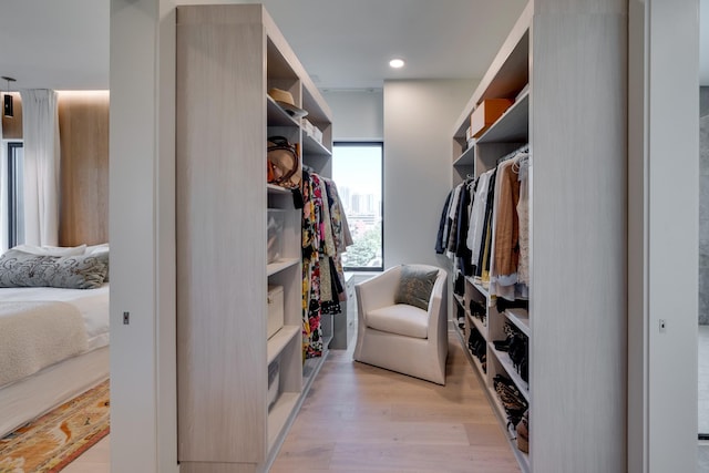 walk in closet featuring light hardwood / wood-style floors