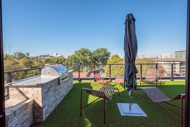 view of yard with a balcony