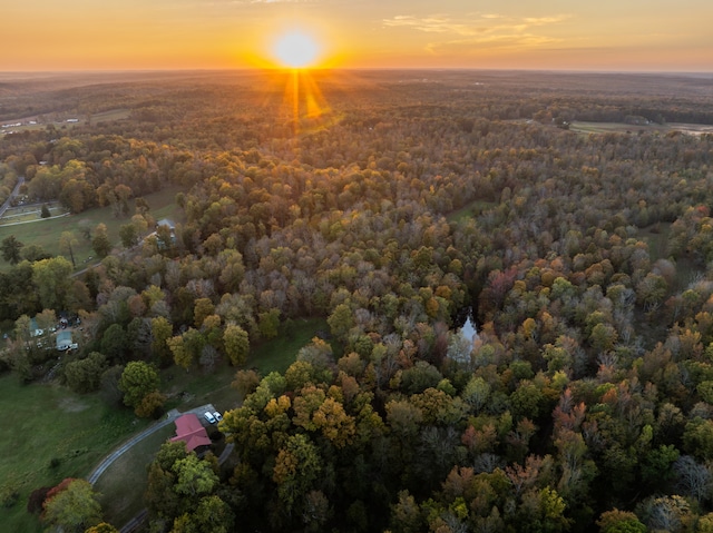 view of aerial view at dusk