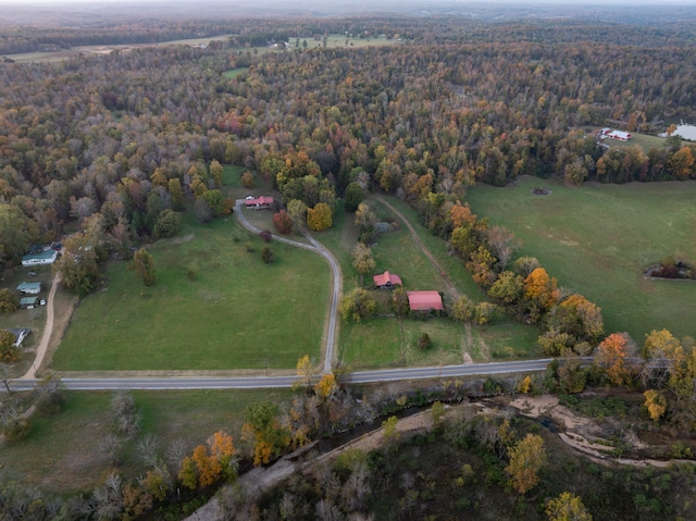 aerial view featuring a rural view