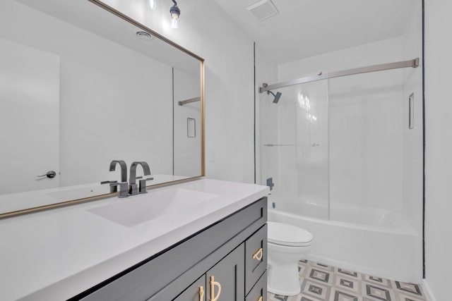 full bathroom featuring vanity, toilet, and shower / bath combination