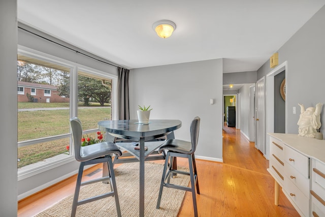 dining space featuring light hardwood / wood-style flooring