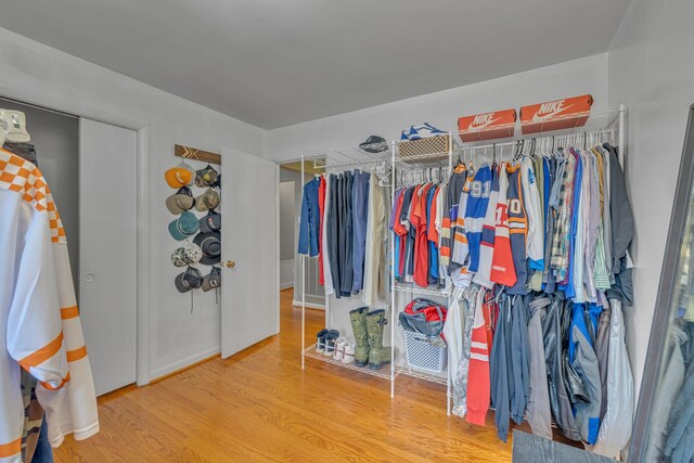 walk in closet featuring hardwood / wood-style flooring