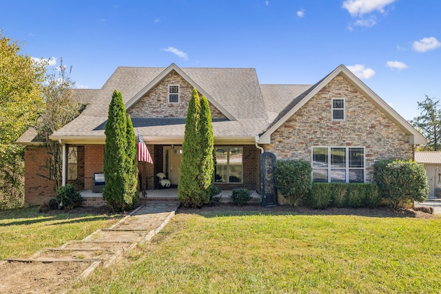 view of front of house featuring a patio area and a front lawn