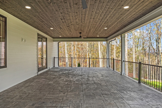 view of patio with ceiling fan