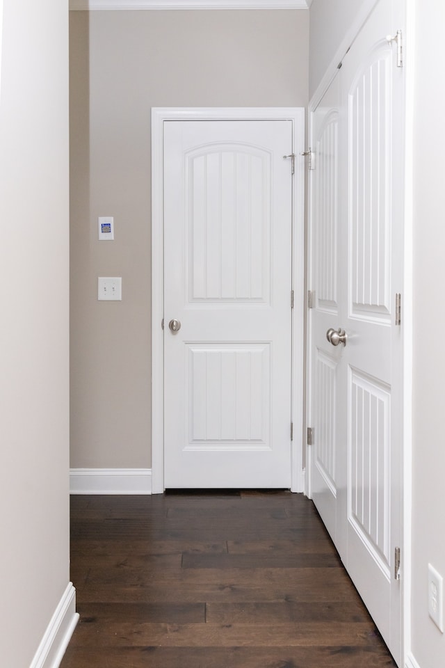 hall featuring dark wood-type flooring