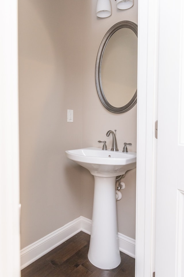 bathroom featuring sink and wood-type flooring